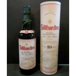 A bottle of Tullibardine Single Highland Malt Scotch Whisky, aged 10 years, 70cl, 40% vol,