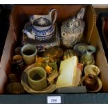 An interesting mixed lot, to include: a 19th century blue & white teapot,