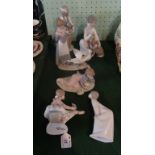 Six Lladro figurines to include examples numbered 4522, 1309, 5659, 5609.