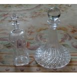 A 19th century glass decanter of pinched body form,