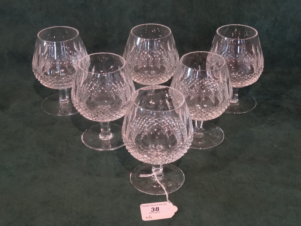 A set of six Waterford Crystal Colleen pattern brandy balloon glasses. - Image 5 of 5