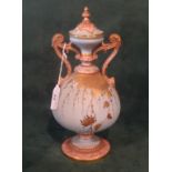 A Grainger & Company Royal China Works, Worcester, twin handled pedestal jar and cover,