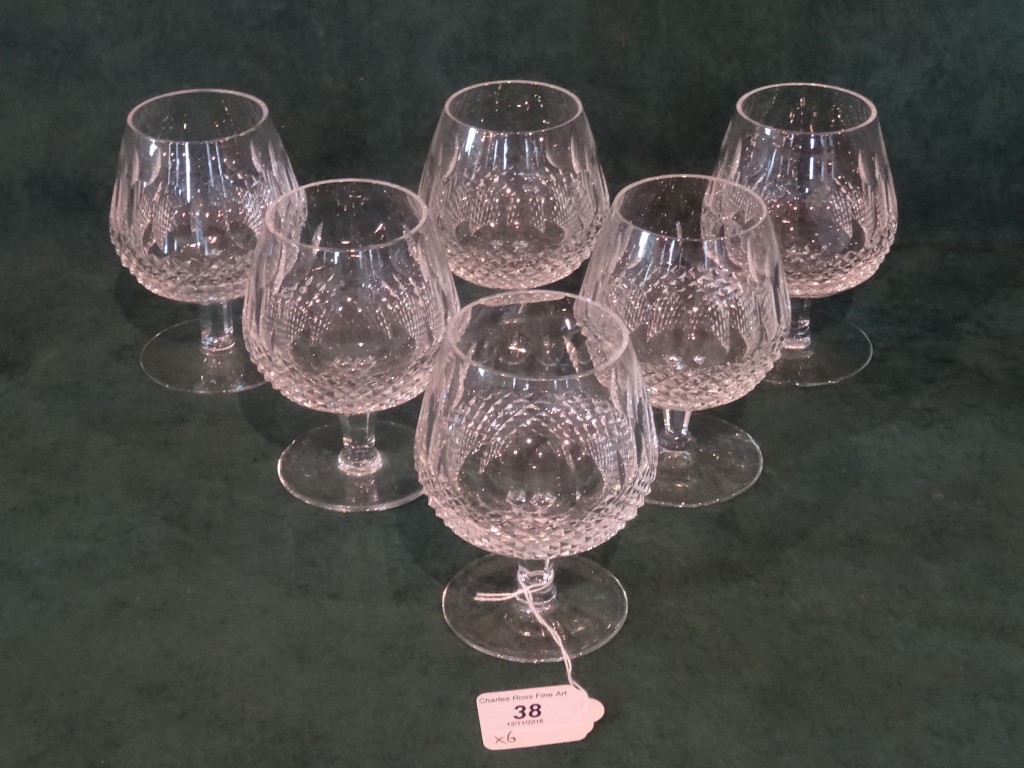 A set of six Waterford Crystal Colleen pattern brandy balloon glasses. - Image 3 of 5