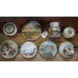 Five Prattware-style pot lids, to include: Views of the Royal Harbour, Ramsgate, Walmer Castle,