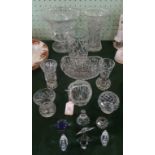 A quantity of cut and crystal glass, to include: vases and baskets,