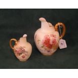 Two Royal Worcester blush ivory jugs, shape numbers 1094 (dated 1897) and another,