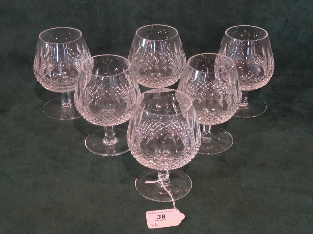A set of six Waterford Crystal Colleen pattern brandy balloon glasses. - Image 2 of 5