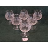 A set of six Waterford Crystal Colleen pattern brandy balloon glasses.