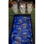 A cased set of six Bohemia crystal wine goblets,