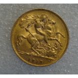 A George V half-sovereign, 1913.