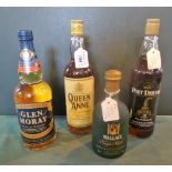 Four bottles of whisky, to include: Queen Anne Rare Scotch Whisky, 75cl, Glen Moray Scotch Whisky,