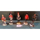 Five Charles Stadden Studios pewter hand painted military figurines,