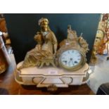 A French onyx and ormolu mounted mantle clock,