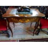 An Edwardian French-style mahogany single drawer writing table,