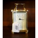 A contemporary gilt brass carriage clock, single barrel movement,