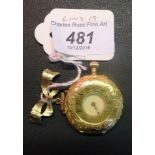 A lady's 18ct gold cased half-hunter fob watch, the chapter bearing enamel Arabic numerals,