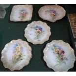 A late 19th century Doulton Burslem part-fruit set, comprising: comport,