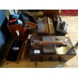 A collection of mid-20th century and earlier electrical testing equipment,