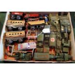 A quantity of mid-20th century toys, to include: Dinky, die-cast military vehicles,