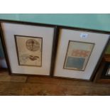 Two late 19th century Japanese wood block prints, each (20cm x 14cm), glazed in wooden frames.