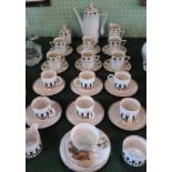 A set of six Susie Cooper Corinthian pattern coffee cups and saucers,