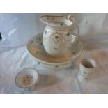 A 19th century Royal Doulton four piece ceramic wash set, comprising: bowl, jug,