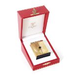 Cartier miniature desk clock marked: CARTIER, SWISS MADE, 8915 03243 in classic red-leather case,