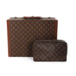 Vintage Louis Vuitton hardcase and toiletry bag hardcase No. 917026; H13" W17" D7" and toiletry H6