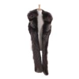 Grey fox fur stole and muff set stole L100" and muff H13" W18" (2pcs)