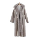 Fur-lined trench coat appears to be rabbit and mink lining, approx. medium size, L47" shoulder 16