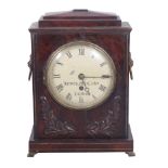 English mahogany cased bracket clock, James McCabe London 19th century, brass-inlaid and acanthus-