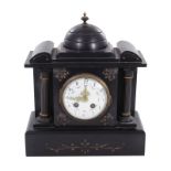 Slate mantel clock circa 1900, H12 1/2" W11" D5"