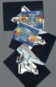 Space Shuttle Colour Postcard Collection. 3 colour 1981 Space Shuttle postcards with stamps and