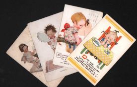 Vintage Humorous Postcards Collection. Set of four postcards, circa 1920s postally used with 1d