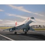 Concorde Original Oil Painting By Ivan Berryman Commemorating the final landing in 2003 20 x 16 inch