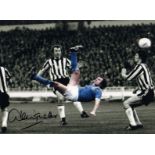 Dennis Tueart autographed high quality 16x12 inches colour photograph. Superb shot of him scoring