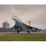 Concorde Original Oil Painting By Ivan Berryman Commemorating the First Commercial Flight 24/1/1976,