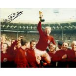 Classic colour 8x10 photograph of the victorious 1966 England team, with Bobby Moore on the