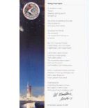 Apollo 15 - Alfred Worden. 7 x5  card with picture of Apollo 15 launch and signed poem.Good