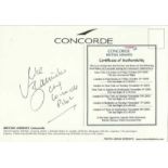 Rare Concorde flown postcard. Mike Banister Chief Concorde†pilot signed colour Concorde on the