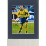 Santiago Canizares mounted autographed 8x12 photograph. Valenica goalkeeper. Good condition. All