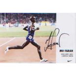 Mo Farah. Signed postcard by the Olympic champion. Excellent Good condition. All signed items come
