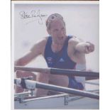 Sir Steve Redgrave. Olympic shot at end of race. 10 x8.  Excellent. Good condition. All signed items