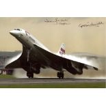 Concorde multi-signed: 8x12 inch photo of a British Airways Concorde in flight signed by brothers