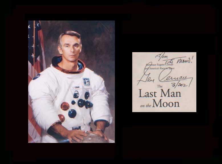 Apollo 17 - Eugene Cernan. Last Moonlanding. Signature of Eugene Cernan with picture in white