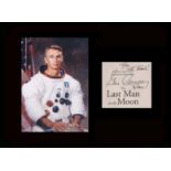 Apollo 17 - Eugene Cernan. Last Moonlanding. Signature of Eugene Cernan with picture in white