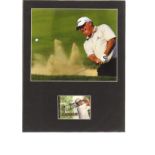 Mark O'Meara autographed trading card mounted with photograph. Golfer. Good condition. All signed