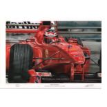 Limited edition print taken from a painting of Michael Schumacher by artist Greg Tillett. Signed