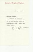 Katharine Hepburn TLS dated 21/11/91.  With original envelope Good condition. All signed items