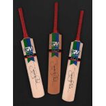 Miniature Autographed Cricket Bat Collection. Three miniature 11 inch Gunn and Moore cricket bats,